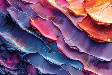 Obraz premium The image is a colorful painting of a flower with a gold and purple hue