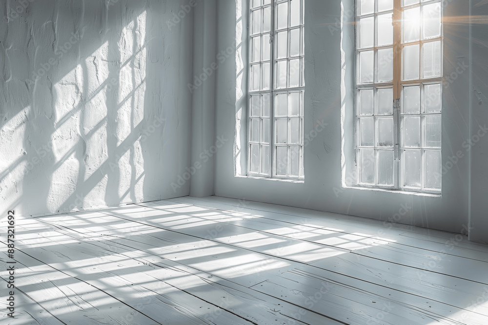 Aufkleber sunlight and shadow effect on wall from window overlay background