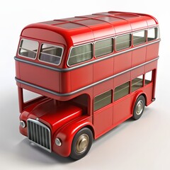 3D Render of a Double-Decker Bus, on isolated white background, Generative AI
