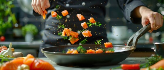 Dynamic Shot of carrots Tossed in Air with Fresh Ingredients