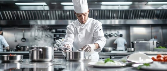 Professional Chefs Cooking in a Modern Restaurant Kitchen