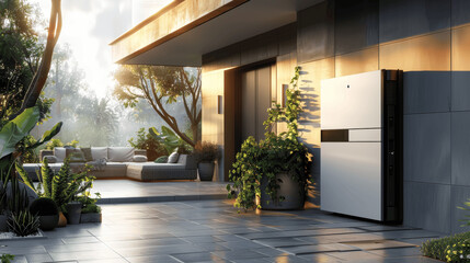 Renewable Home Energy System with Wall-Mounted Photovoltaic Panel and Battery Storage