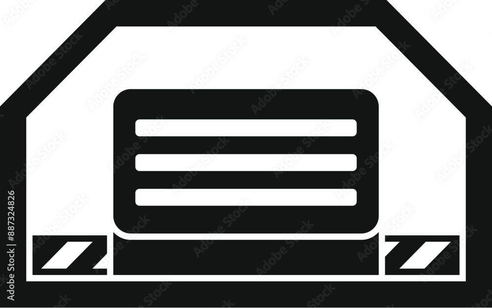 Aufkleber icon of a big data center with servers processing information