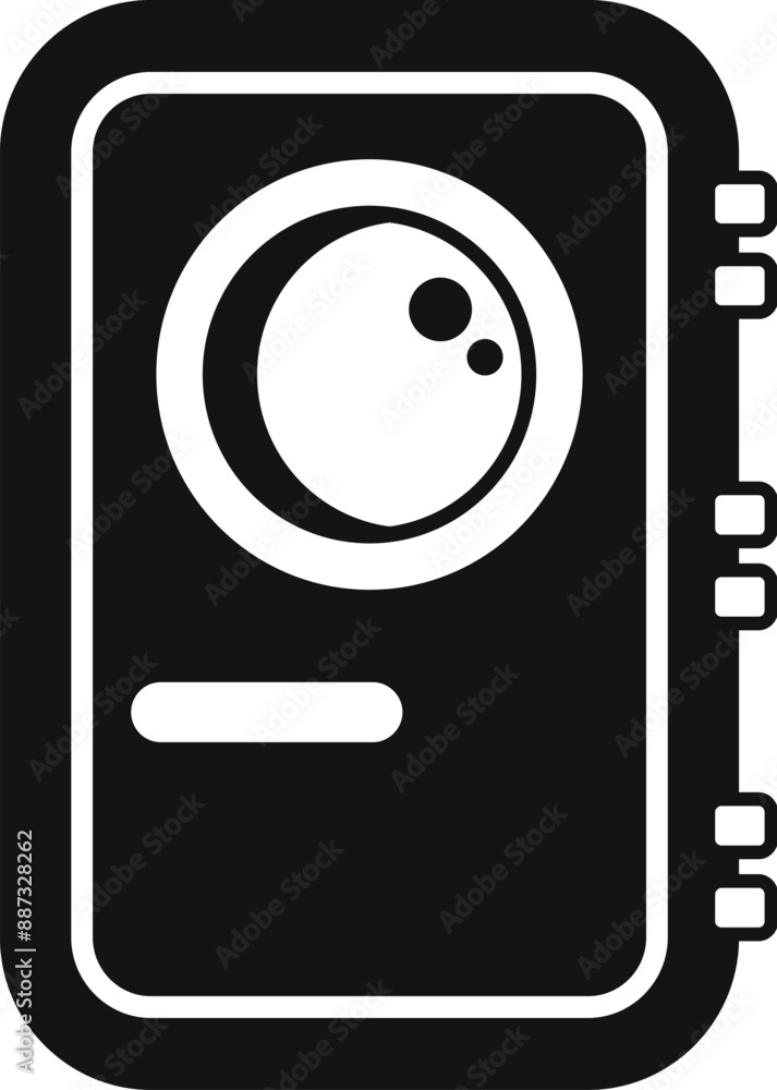 Poster action camera icon in black simple style isolated on white background