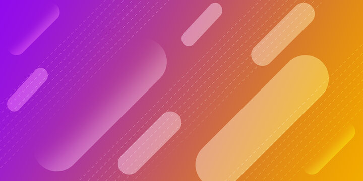 Abstract background has stylish dotted lines with stripes bright colors and diagonals pattern. Orange and purple backdrop with geometric shapes.