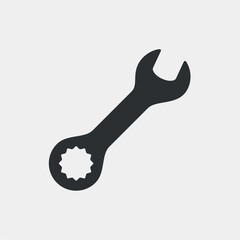 Wrench, repair, adjustment. Simple shape vector icon