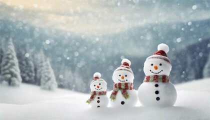 Fototapeta premium 冬景色 雪 雪だるま 自然 風景 景色 トラベル 旅行 背景