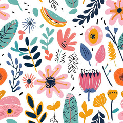 2D flower and leaf cards in various styles