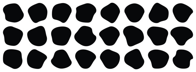 Blob shape organic, vector illustration set. Collection from abstract forms for design. Organic black blobs of irregular shape. Abstract blotch, inkblot and pebble silhouettes. vector illustration