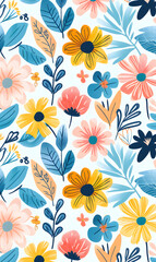 2D flower and leaf cards in various styles