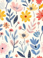 2D flower and leaf cards in various styles