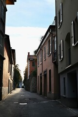 Quaint European Street with Colorful Buildings at Sunrise