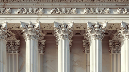 Fototapeta premium Stunning White Greek Marble Pillars, Hyper Realistic Architectural Photography Details