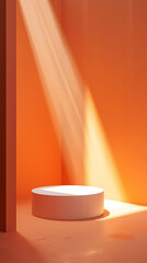 Round podium on orange background