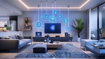 Modern Smart Home with Innovative Devices and Automation Technology