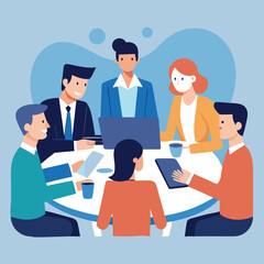 Obraz premium business team meeting vector illustration 