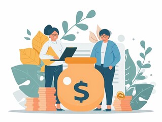 Retirement planning, financial security, flat design illustration
