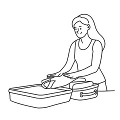 Woman pack a suitcase