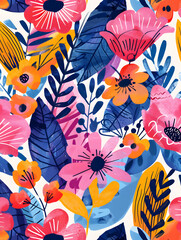 Fototapeta premium 2D flower and leaf cards in various styles