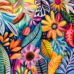 Fototapeta premium 2D flower and leaf cards in various styles