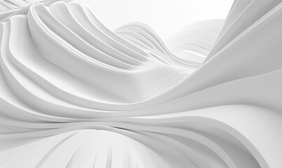 Abstract Textured Stress-Relief Wallpaper: Geometric White Structure with Modern Wave Design Background. 3D Rendered Technology Background with Neutral Copy Space, Swirling Curves for Mobile and Web A