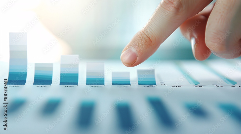 Poster an advisor's hand pointing at a detailed financial report, emphasizing expertise in investment strat