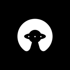 ufo plan futuristic concept logo design vector flat