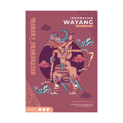 indonesian trditional wayang gatotkaca poster template