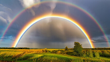 Naklejka premium Double Rainbow Magic: Showcasing the Rare Beauty of a Stunning Natural Phenomenon