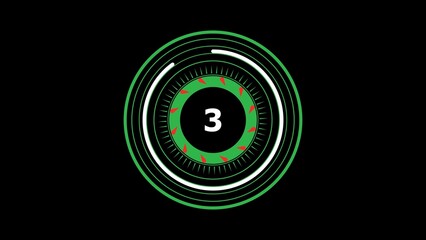  countdown timer white and green color three 4k illustration on black background. three seconds timer 4k illustration.