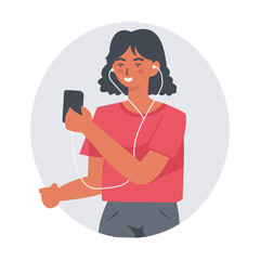 People Listening Music Character Isolated on White Background. Flat Vector Illustration