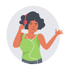 People Listening Music Character Isolated on White Background. Flat Vector Illustration