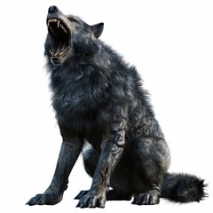 Fototapeta premium Fierce Werewolf Howling in the Night - Realistic Halloween Creature Isolated on White Background