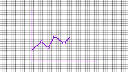 abstract beautiful simple line graph with data points blue color 4k illustration. white color background a grid 4k illustration.