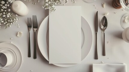 Set a blank menu model or book wedding invitations and special events