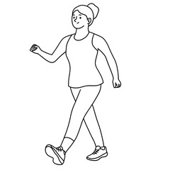 Young woman walking fast, healthy life