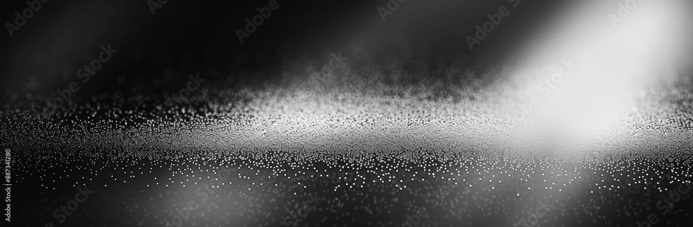 Poster abstract black white gradient background with grainy texture wavy line light wave metallic effect om