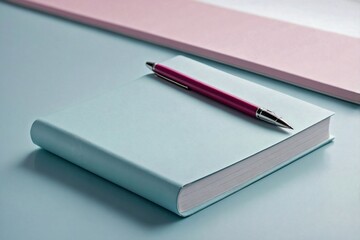a closed diary book with a sleek, minimalist cover on a plain white table.