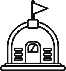 Line drawing of a bunker with a flag, designed for use in projects related to war, conflict, and emergency preparedness