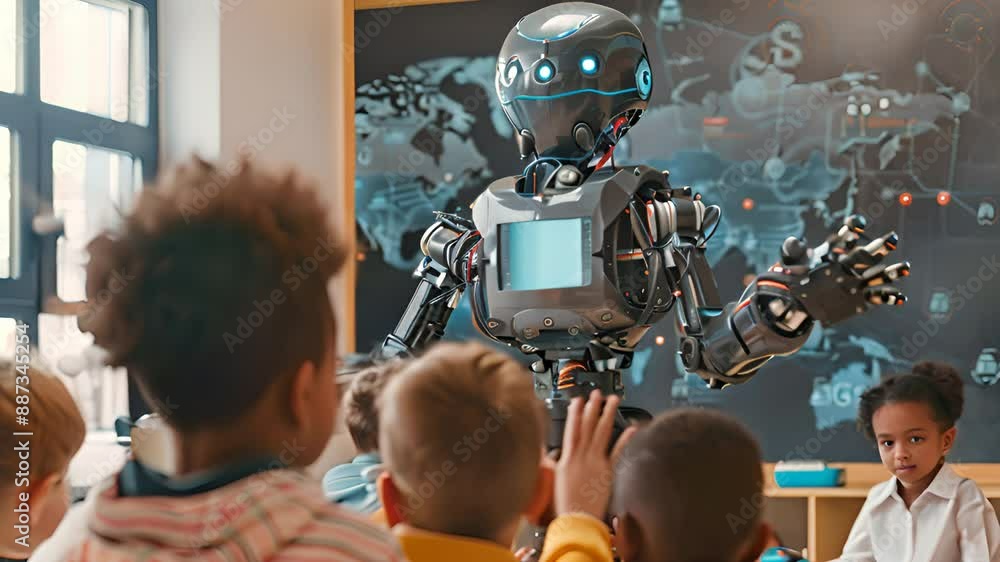 Poster interactive robots into the classroom with children