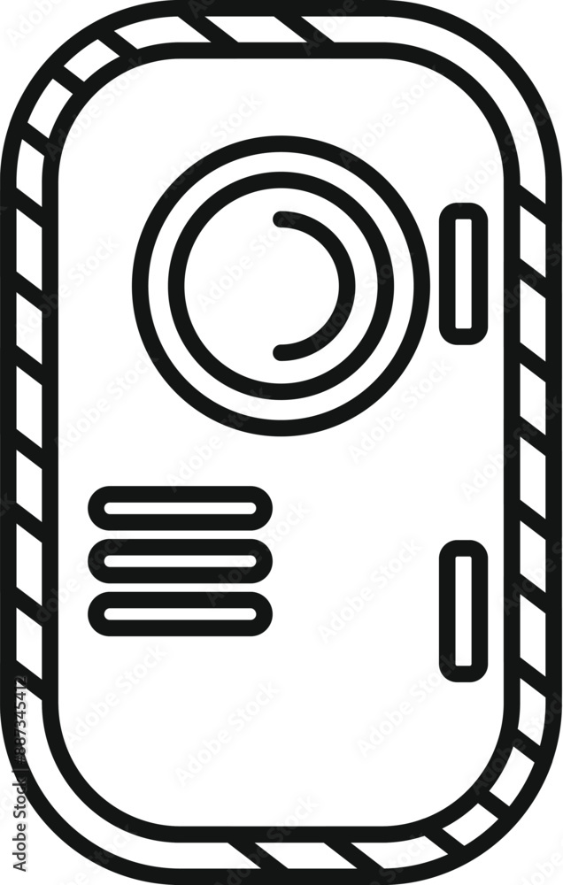 Poster simple line icon of an action camera, ideal for websites and apps