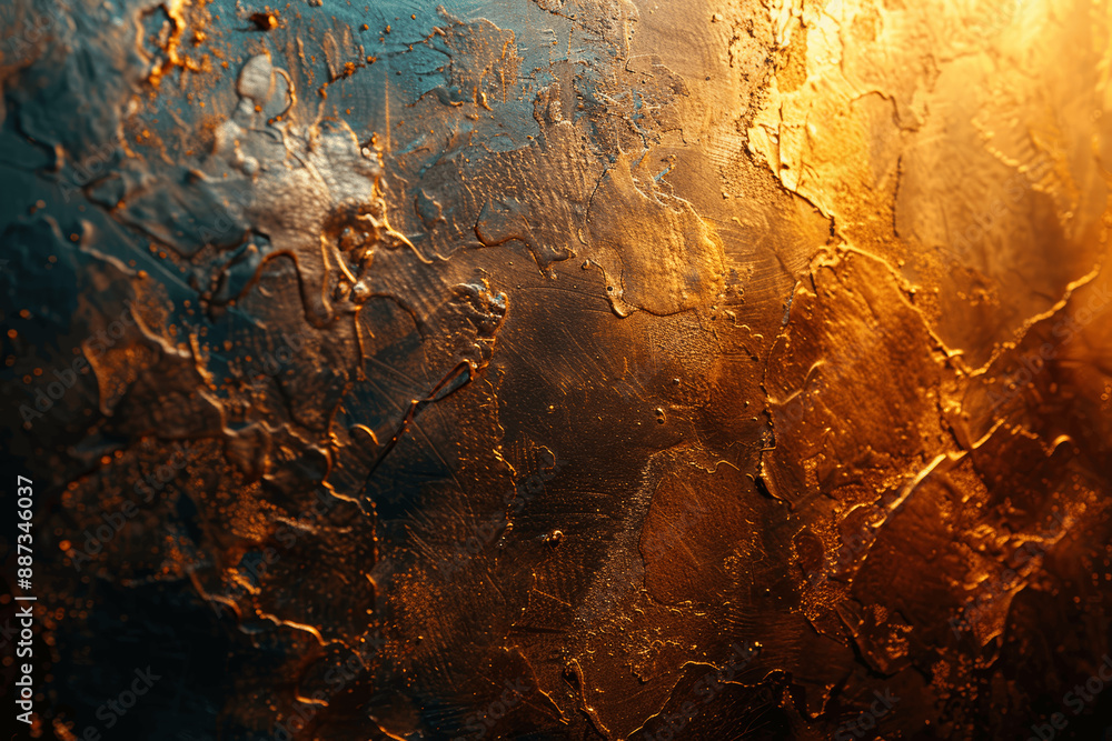 Poster abstract golden yellow background with grainy texture and soft gradient light metallic surface desig