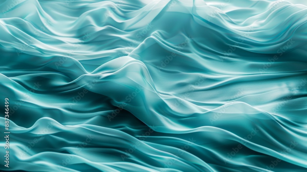 Poster a soft, turquoise fabric billows and folds, creating a calming and minimalist abstract pattern