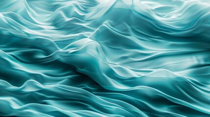 Obraz premium A soft, turquoise fabric billows and folds, creating a calming and minimalist abstract pattern