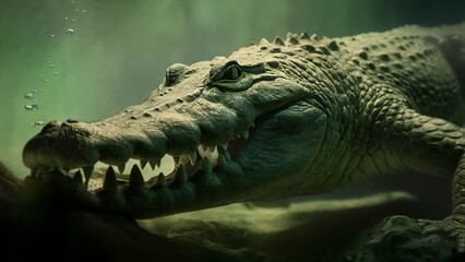 Obraz premium crocodile alligator under water closeup