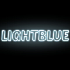 Neon light blue colour and text isolated on black background. Illustration text, Neon inscription with backlight in Bold style, Isolated glowing title for decoration.