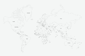 Named World Map Outline Vector  © DINESH MADUSANKA