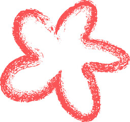 Crayon pencil color scribble and line. Chalk texture hand drawn stroke. Doodle mark. Kids squiggle sketch shape of flower. Rough grunge effect