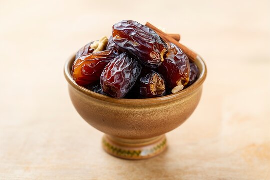 Dried Dates or sukha khajur or khajoor served in a bowl
