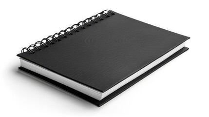 Black spiral bound notepad isolated on white